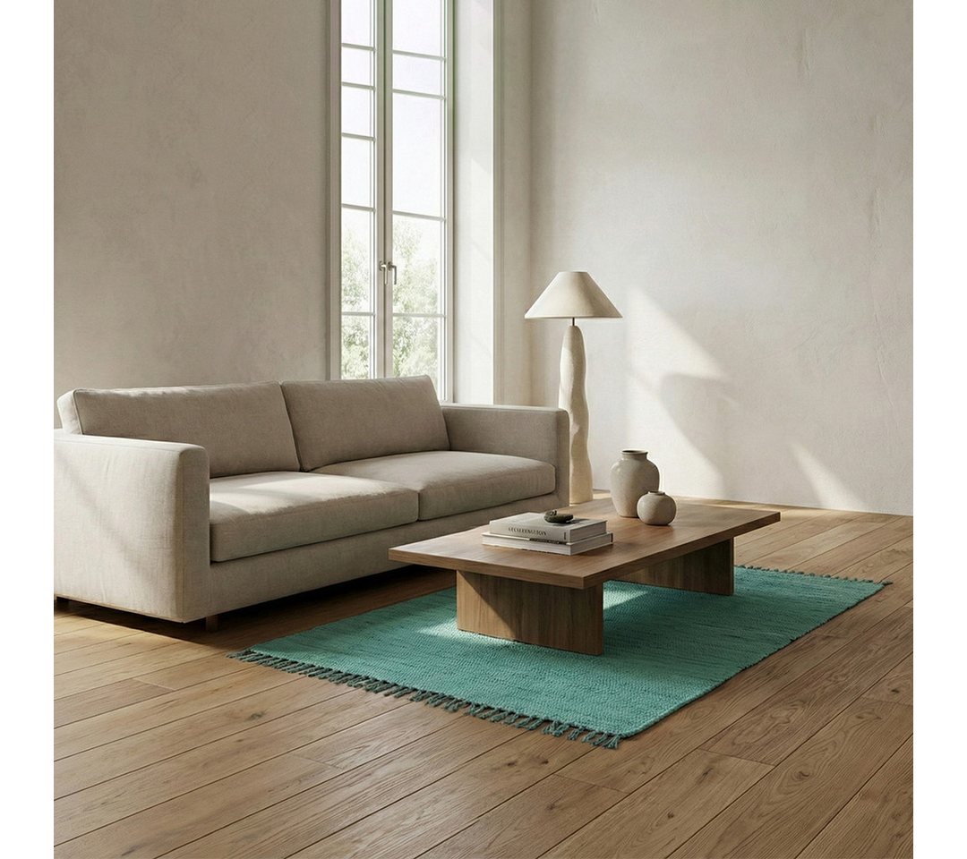 Elegant Floors Teppich Chindi Türkis, rechteckig, Höhe: 9 mm, handgewebt, Rechteckig, Höhe: 9 mm, Weiche Haptik, pflegeleicht und für Fußbodenheizung geeignet Bild 2