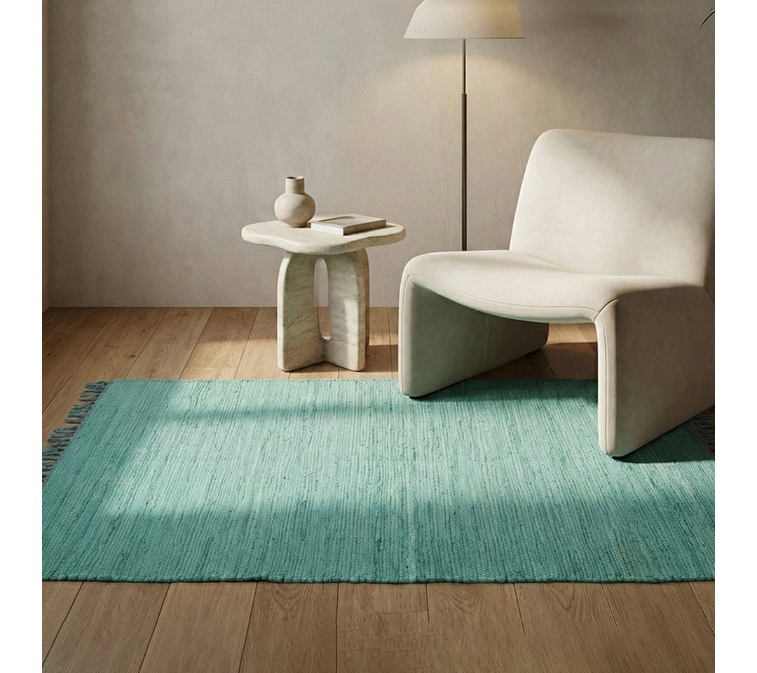 Elegant Floors Teppich Chindi Türkis, rechteckig, Höhe: 9 mm, handgewebt, Rechteckig, Höhe: 9 mm, Weiche Haptik, pflegeleicht und für Fußbodenheizung geeignet Bild 3