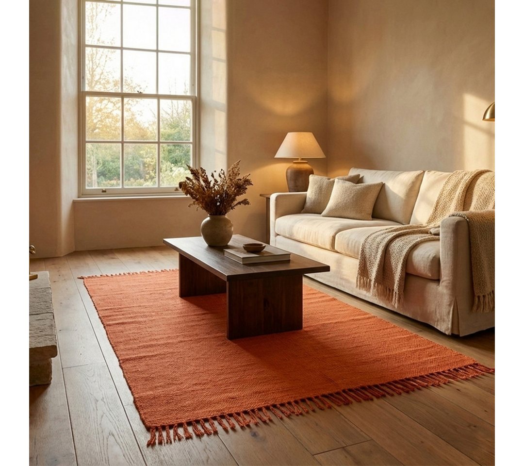 Elegant Floors Teppich Chindi Orange, rechteckig, Höhe: 9 mm, handgewebt, Rechteckig, Höhe: 9 mm, Weiche Haptik, pflegeleicht und für Fußbodenheizung geeignet Bild 2