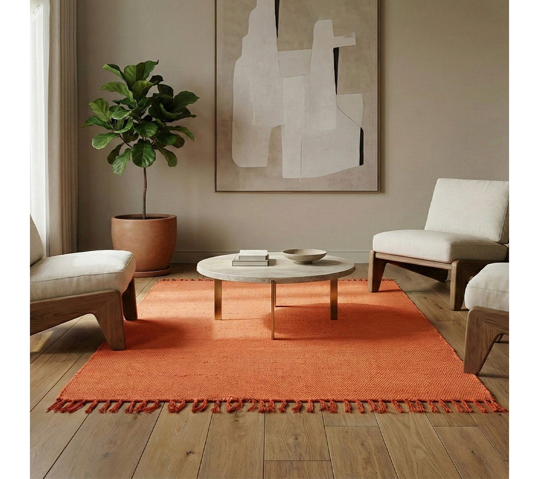 Elegant Floors Teppich Chindi Orange, rechteckig, Höhe: 9 mm, handgewebt, Rechteckig, Höhe: 9 mm, Weiche Haptik, pflegeleicht und für Fußbodenheizung geeignet Bild 3