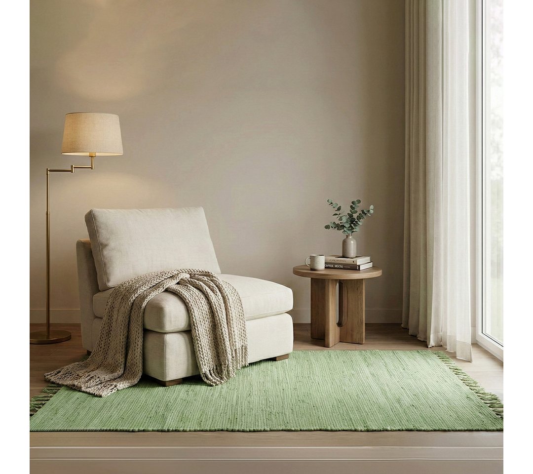 Elegant Floors Teppich Chindi Grün, rechteckig, Höhe: 9 mm, handgewebt, Rechteckig, Höhe: 9 mm, Weiche Haptik, pflegeleicht und für Fußbodenheizung geeignet Bild 2