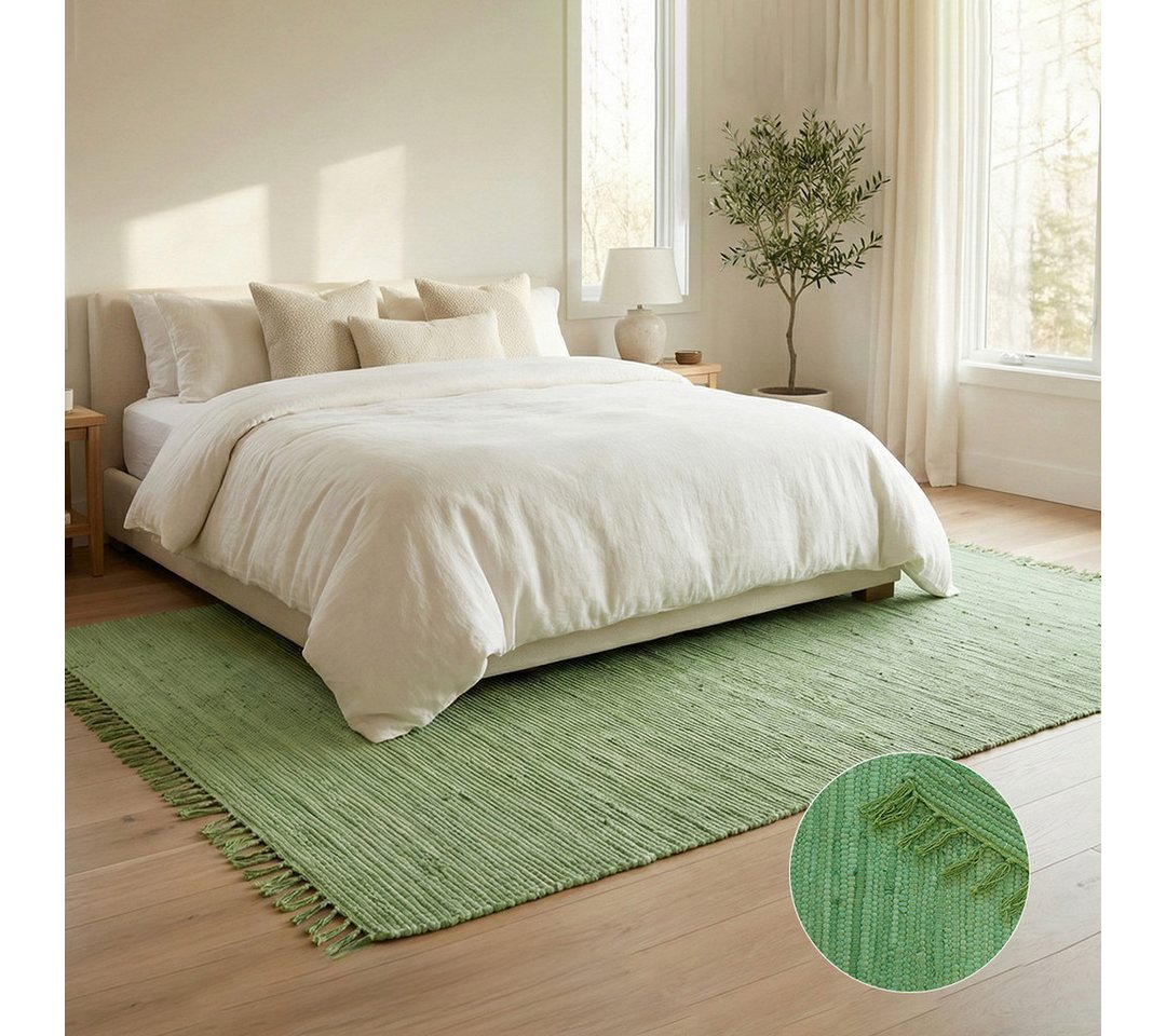 Elegant Floors Teppich Chindi Grün, rechteckig, Höhe: 9 mm, handgewebt, Rechteckig, Höhe: 9 mm, Weiche Haptik, pflegeleicht und für Fußbodenheizung geeignet Bild 3