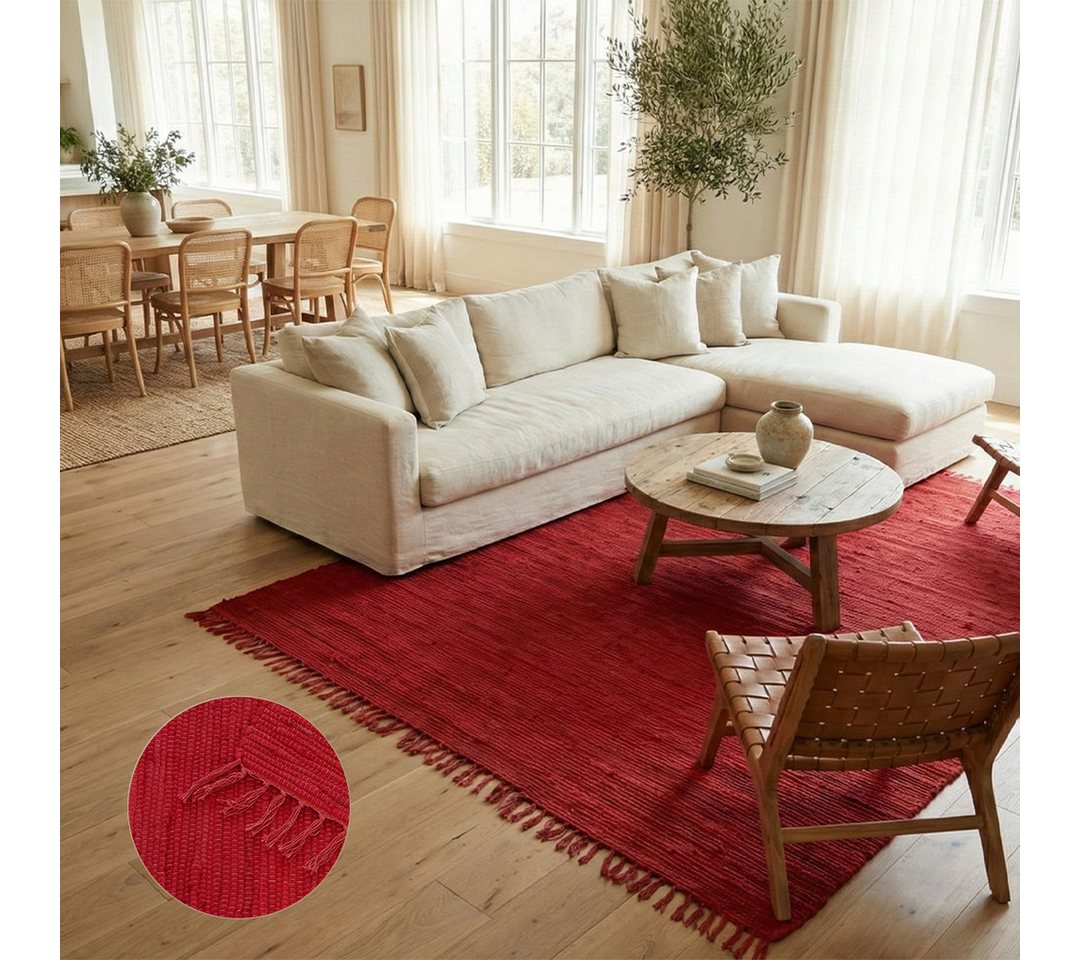 Elegant Floors Teppich Chindi Rot, rechteckig, Höhe: 9 mm, handgewebt, Rechteckig, Höhe: 9 mm, Weiche Haptik, pflegeleicht und für Fußbodenheizung geeignet Bild 3