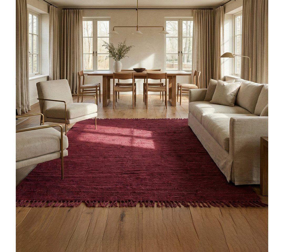 Elegant Floors Teppich Chindi Violett, rechteckig, Höhe: 9 mm, handgewebt, Rechteckig, Höhe: 9 mm, Weiche Haptik, pflegeleicht und für Fußbodenheizung geeignet