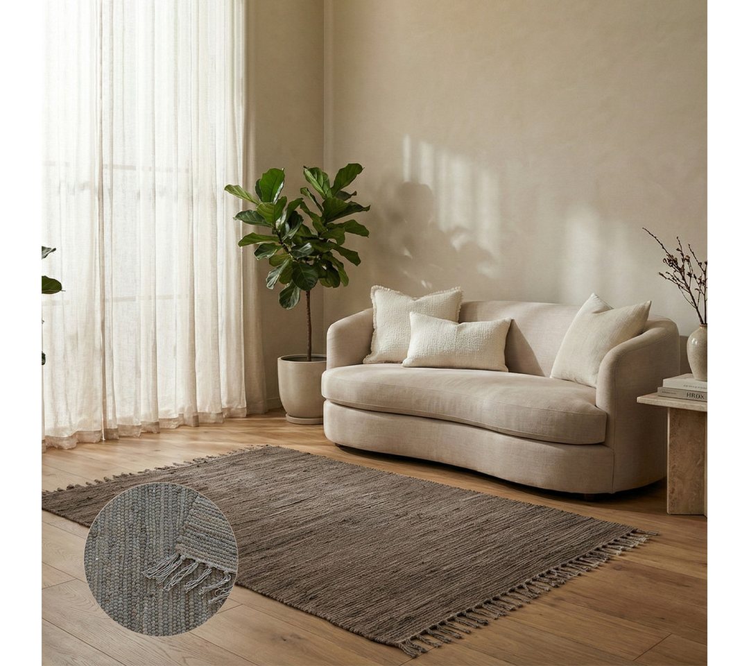 Elegant Floors Teppich Chindi Taupe, rechteckig, Höhe: 9 mm, handgewebt, Rechteckig, Höhe: 9 mm, Weiche Haptik, pflegeleicht und für Fußbodenheizung geeignet Bild 3