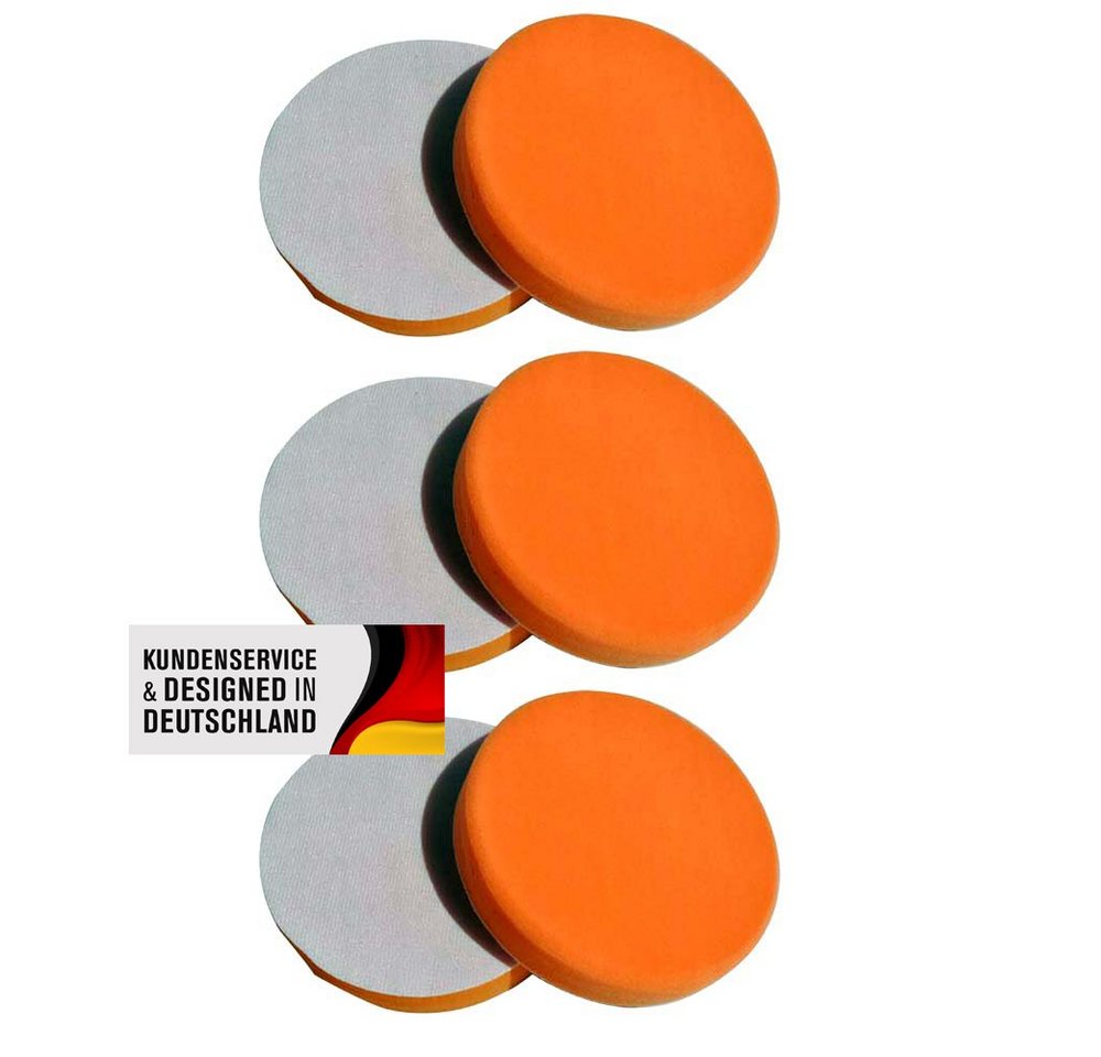 Duke-Handel Polierschwamm Polier-Zubehör Polierpads orange, 150mm, MEDIUM, (Set, 6 St., Polierpad mit ⌀ 15cm für Autopolitur), Klett-Aufnahme, Auswaschbar, Reißfest, Microporen Bild 2