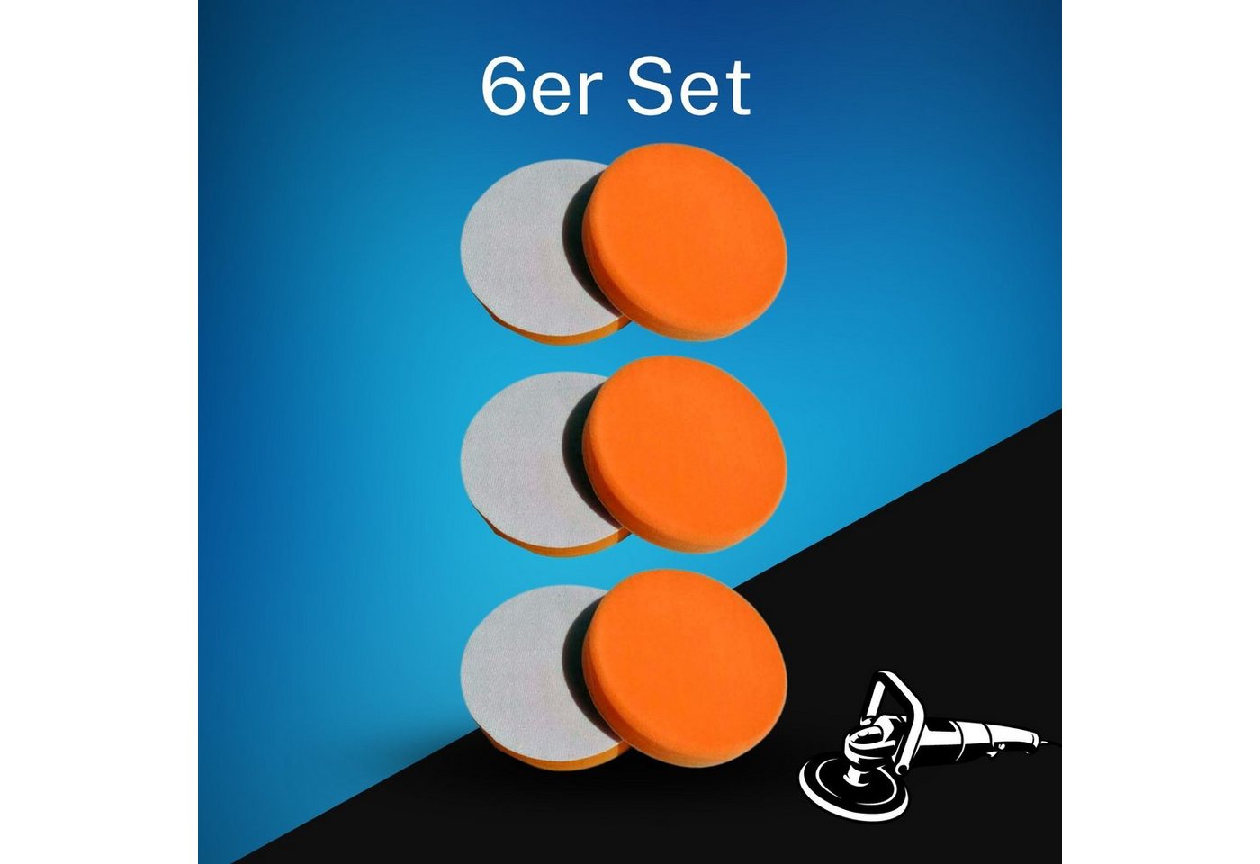 Duke-Handel Polierschwamm Polier-Zubehör Polierpads orange, 150mm, MEDIUM, (Set, 6 St., Polierpad mit ⌀ 15cm für Autopolitur), Klett-Aufnahme, Auswaschbar, Reißfest, Microporen Bild 4