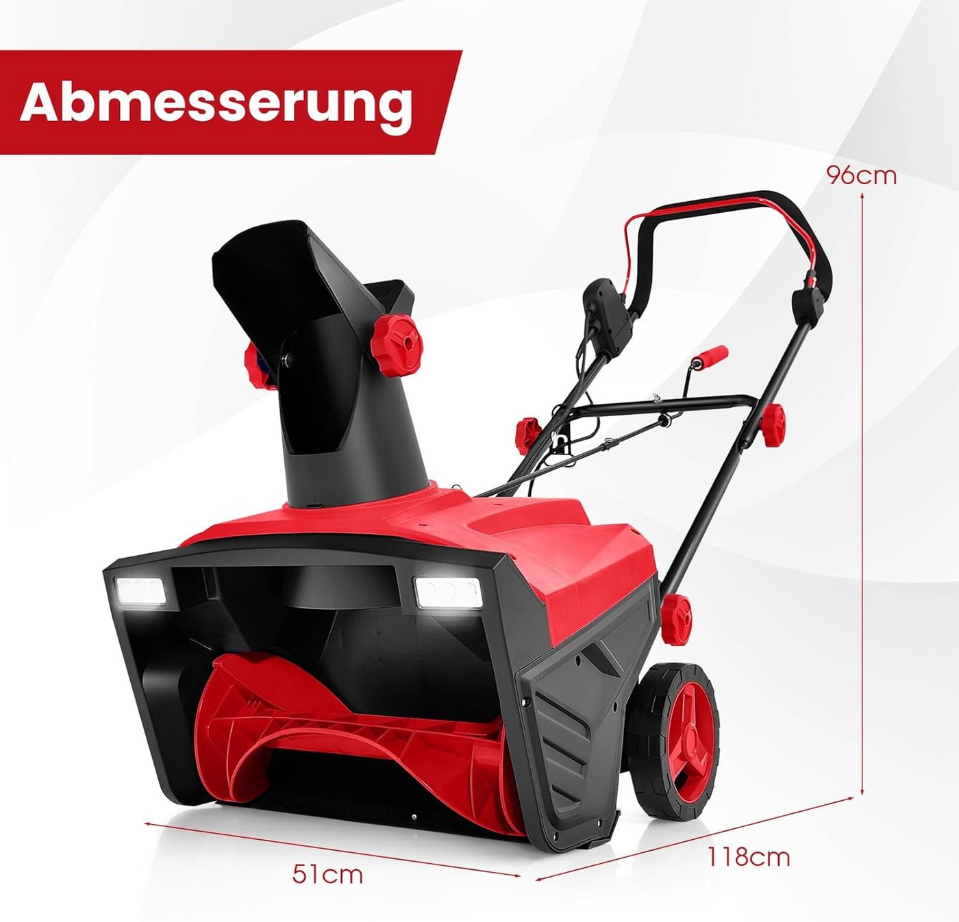 KOMFOTTEU Elektro-Schneefräse mit LED-Scheinwerfern, 50,00 cm Arbeitsbreite, 9 m Auswurfweite Bild 2