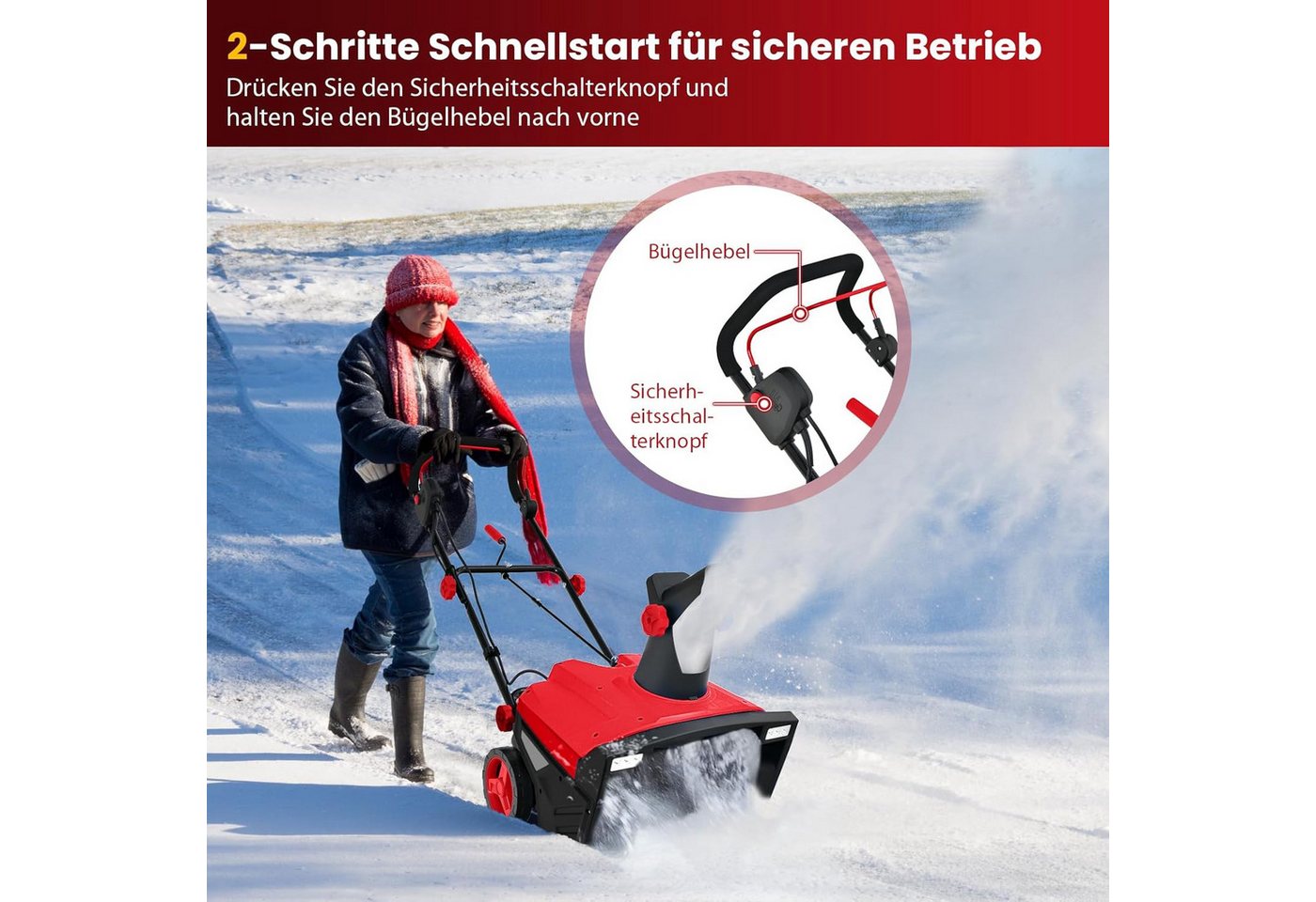 KOMFOTTEU Elektro-Schneefräse mit LED-Scheinwerfern, 50,00 cm Arbeitsbreite, 9 m Auswurfweite Bild 5