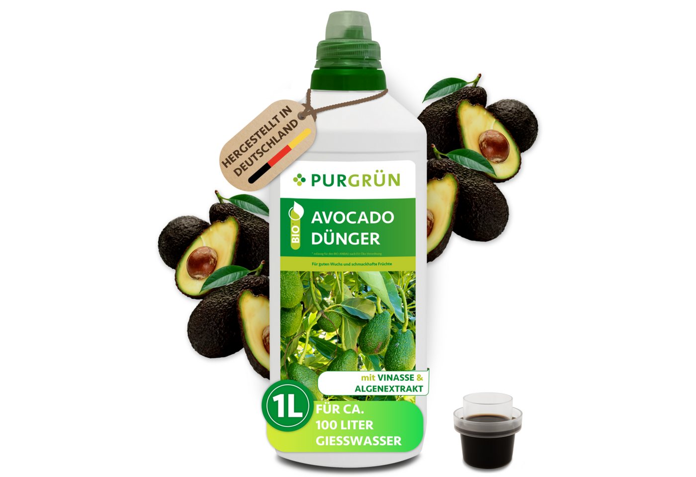 Purgrün Gemüsedünger Bio Avocado Dünger, NPK 4+1+7, Algenextrakt, 1 Liter, Flüssigdünger, 1-St., 1 Liter Bild 4