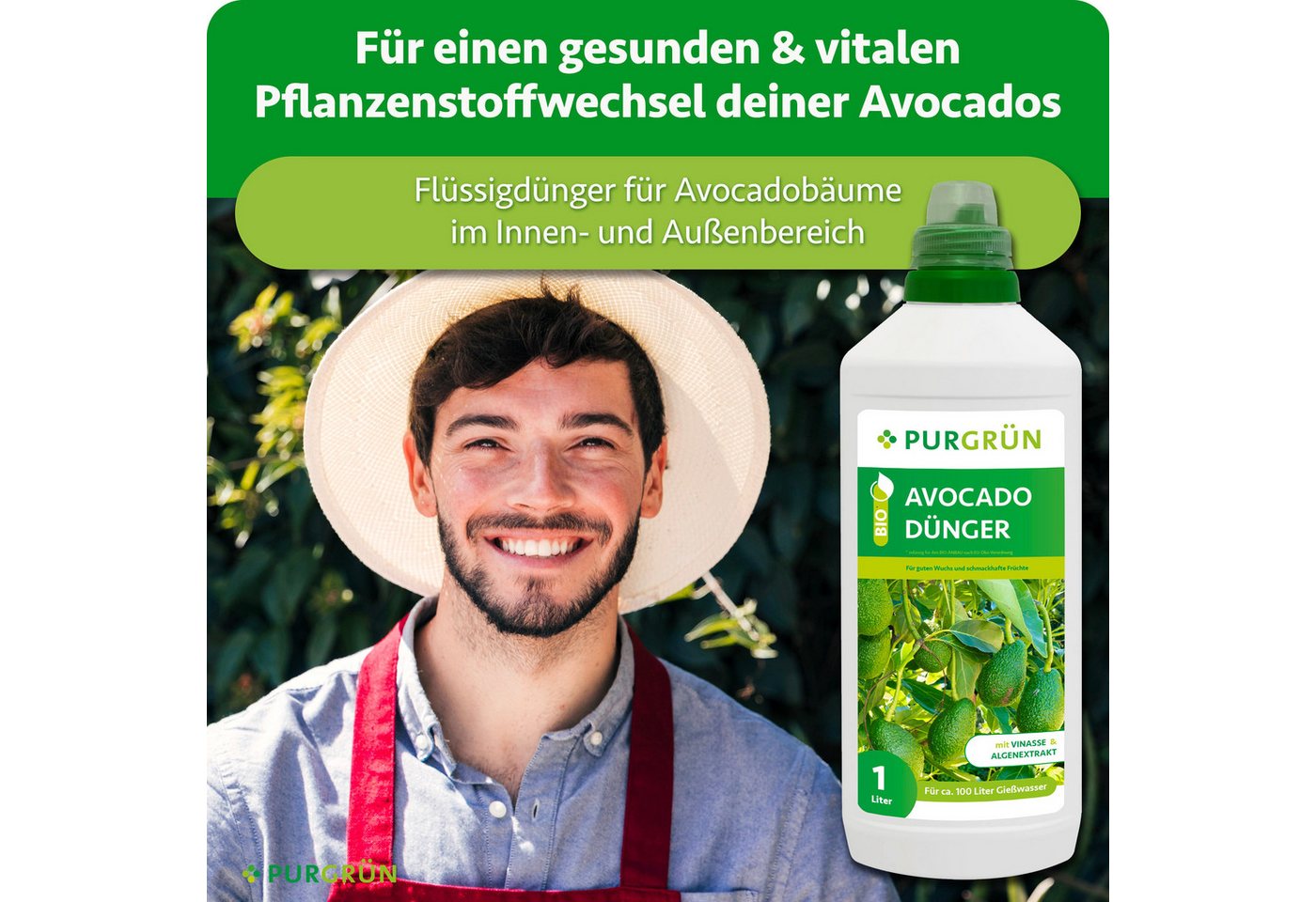 Purgrün Gemüsedünger Bio Avocado Dünger, NPK 4+1+7, Algenextrakt, 1 Liter, Flüssigdünger, 1-St., 1 Liter Bild 5