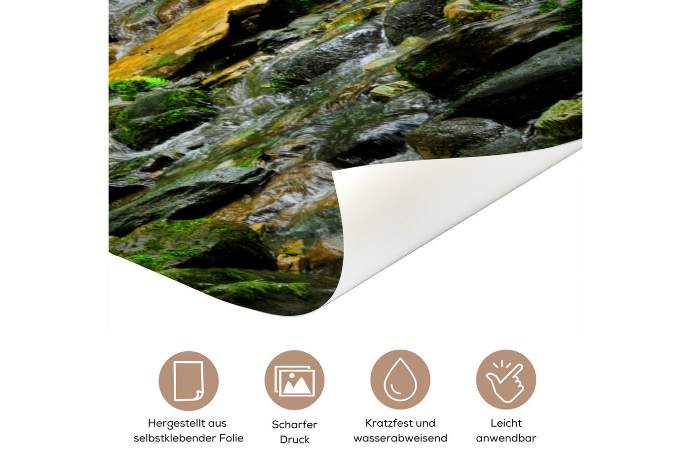 MuchoWow Türtapete Dschungel - Grün - Wasserfall - Natur, Matt, bedruckt, (1 St), Selbstklebende Tapete, Folie für Möbel, 70x215 cm Bild 3