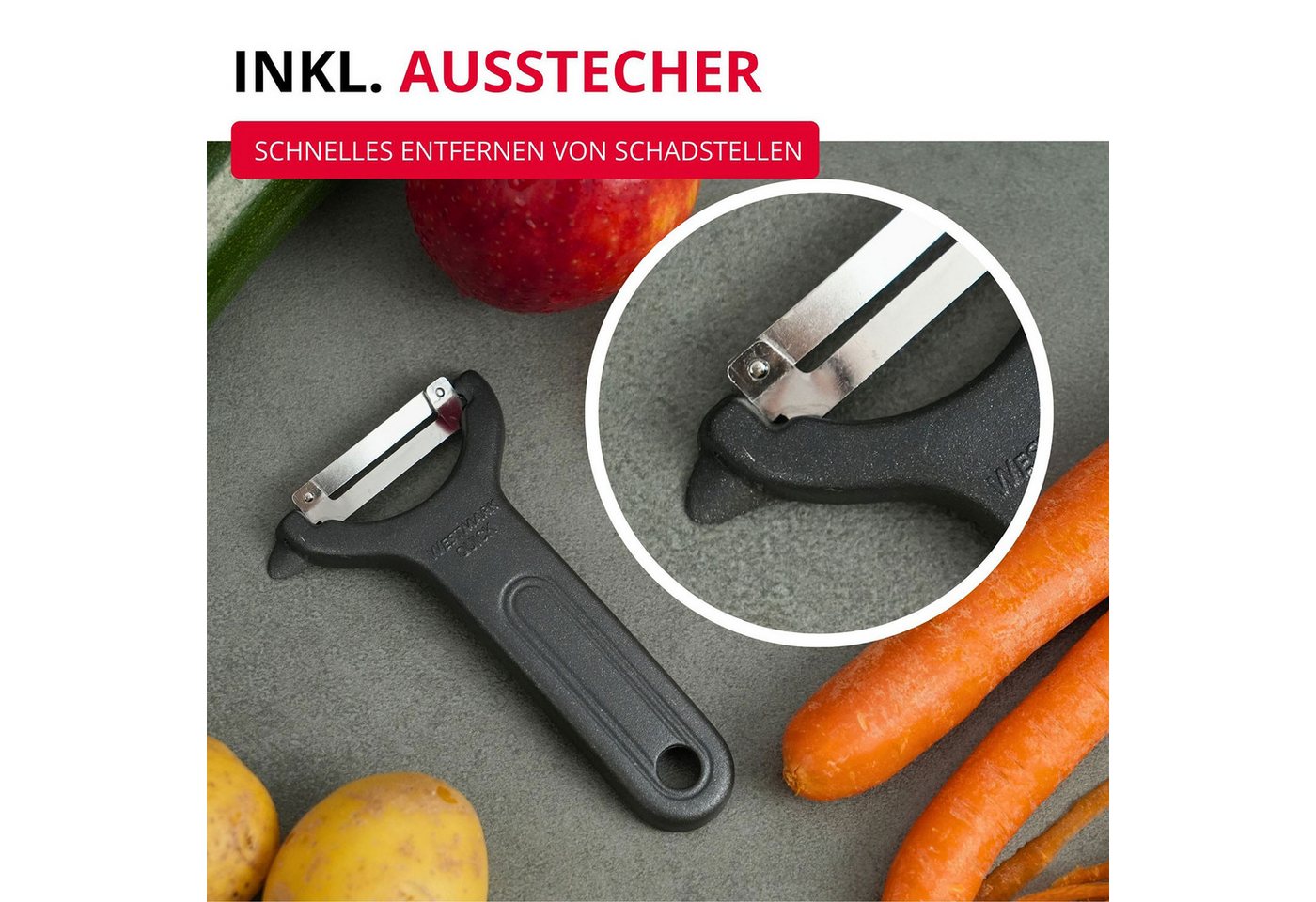 WESTMARK Sparschäler Gemüse & Spargel, »Quick« Black Edition, griffige Haptik, griffige Haptik Bild 5