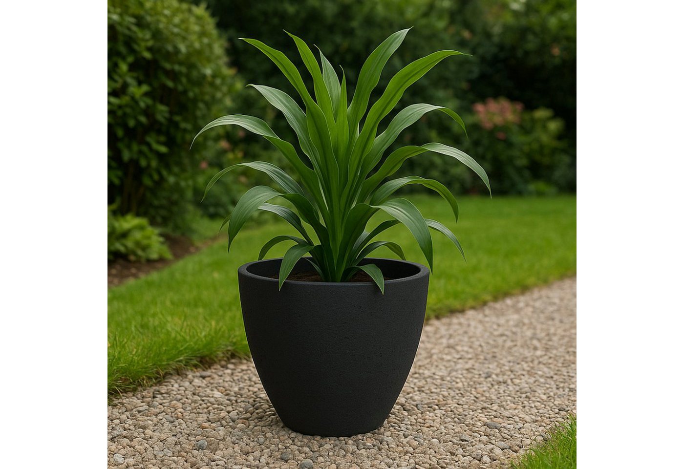 Koopman Blumentopf Kunststoff 39x31 cm Steinoptik 10 Liter (Stück, 1 St., Packung), 39x31 cm, Steinoptik, Kunststoff, Anthrazit, Garten