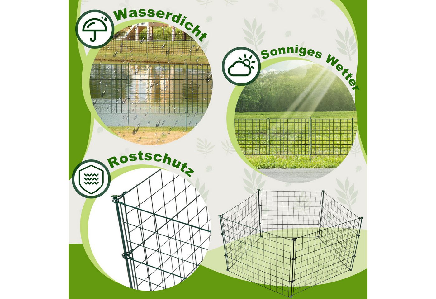 Clanmacy Gartenzaun Teichzaun Komplettset Zauntor Gartenzaun Stabzaun Garten Draht Metall Bild 2