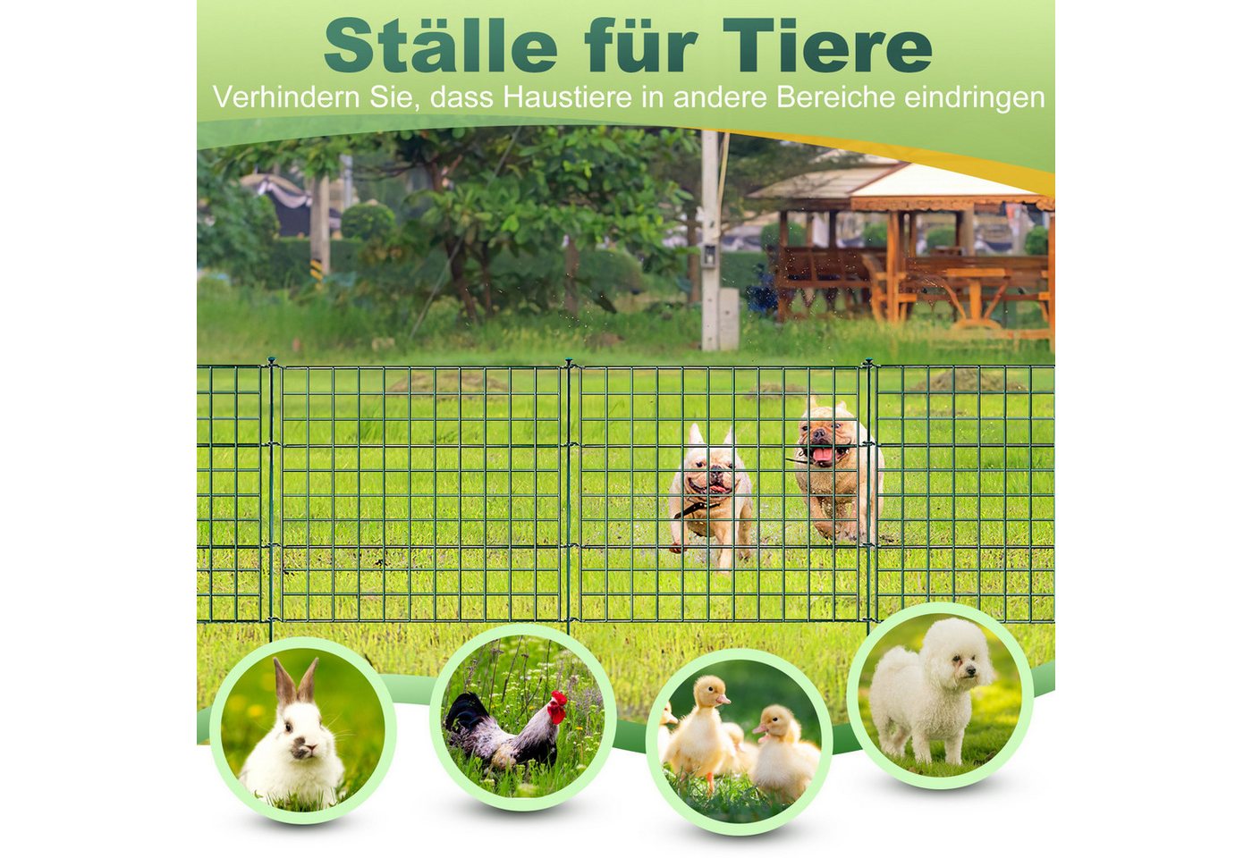 Clanmacy Gartenzaun Teichzaun Komplettset Zauntor Gartenzaun Stabzaun Garten Draht Metall Bild 5
