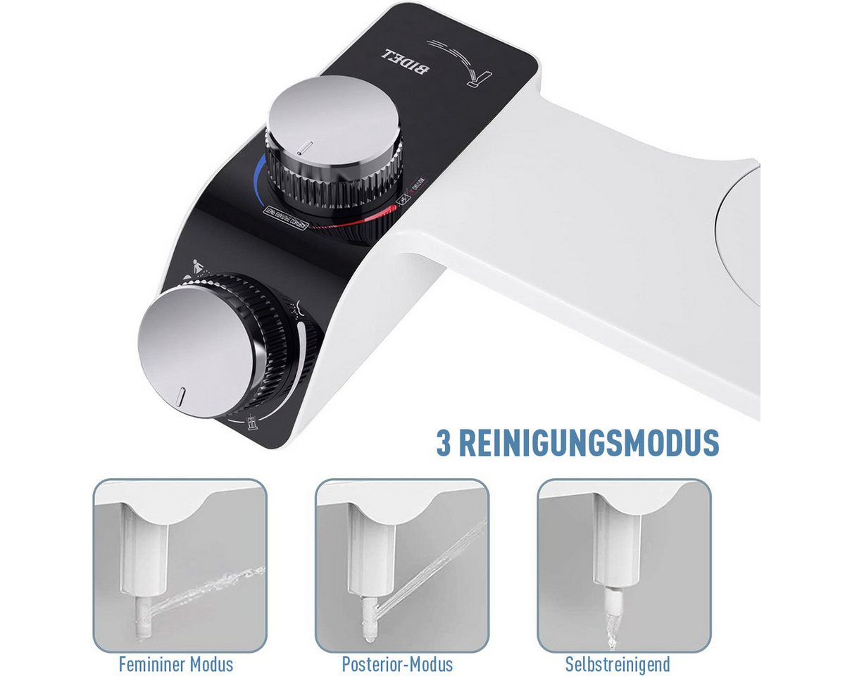 MOPUEA Bidet Bidet-Aufsatz für WC-Regal Reinigung Doppeldüse 3 Reinigungsmodi, Montage am WC-Sitz Bild 2