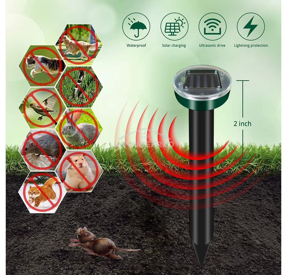 Athlix Ultraschall-Tierabwehr Solar Ultraschall Schädlings- & Tiervertreiber Outdoor 4er Pack, 4-tlg., Speziell für die ganzjährige Nutzung im Außenbereich konzipiert Bild 4