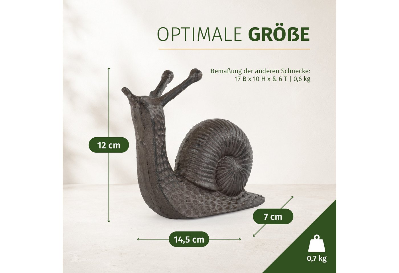Moritz Gartenfigur Schnecken 2er Set Gusseisen B 17 cm braun Antik Optik Paar liegend Bild 4