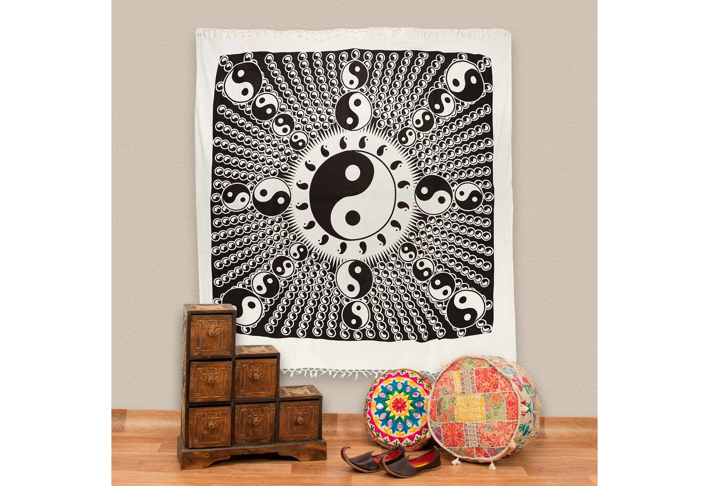 KUNST UND MAGIE Wandteppich Ying& Yang Dekotuch Große Tagesdecke Wandbehang Tuch ca. 210 x 240cm Bild 5