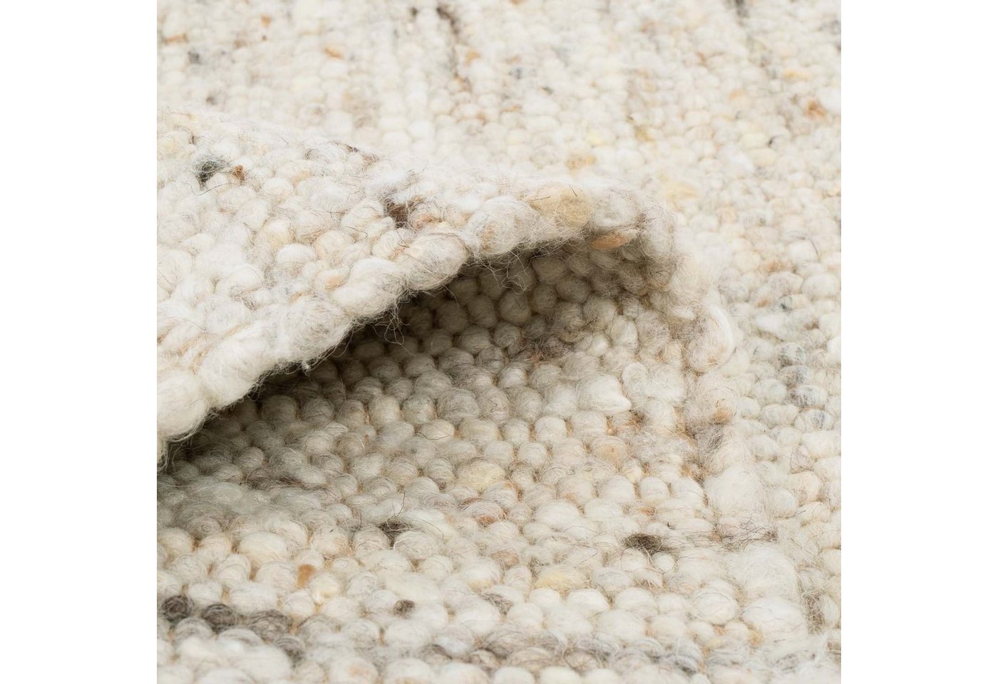 TaCa Home Wollteppich Handweb Woll-Teppich Neuseeland, rechteckig, Höhe: 10 mm, Sand Multi - 70 x 240 cm