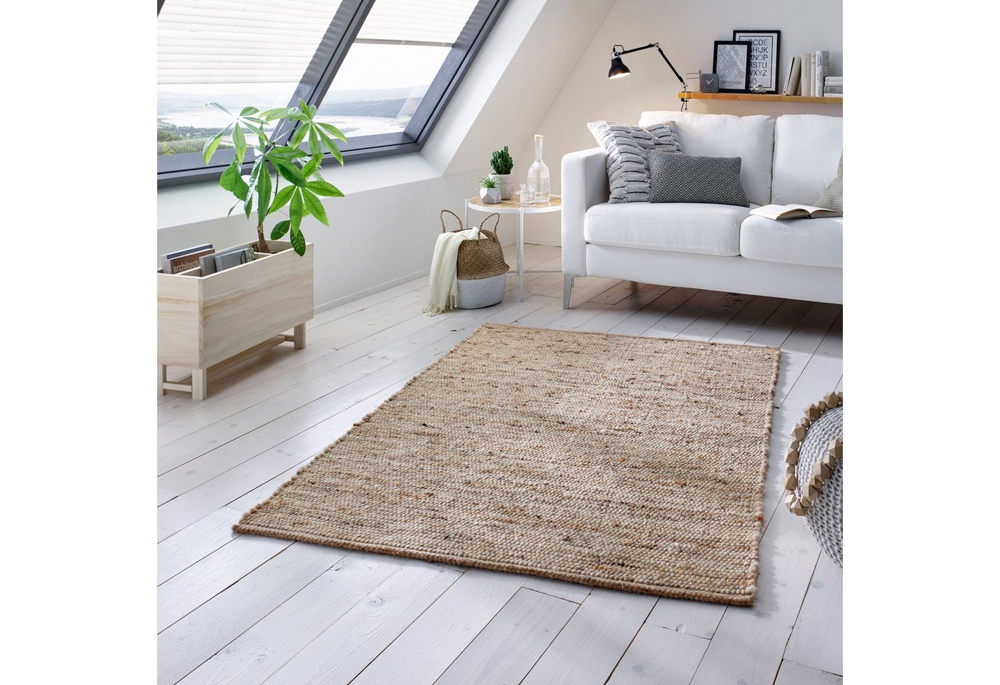 TaCa Home Wollteppich Handweb Woll-Teppich Neuseeland, rechteckig, Höhe: 10 mm, Sand Multi - 70 x 240 cm Bild 2
