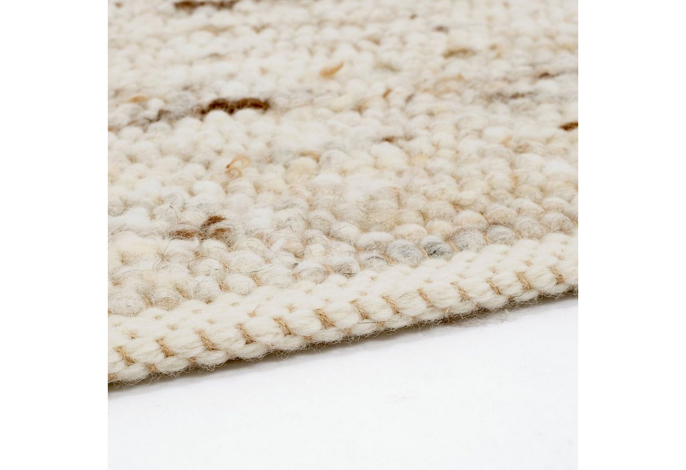 TaCa Home Wollteppich Handweb Woll-Teppich Neuseeland, rechteckig, Höhe: 10 mm, Sand Multi - 70 x 240 cm Bild 4