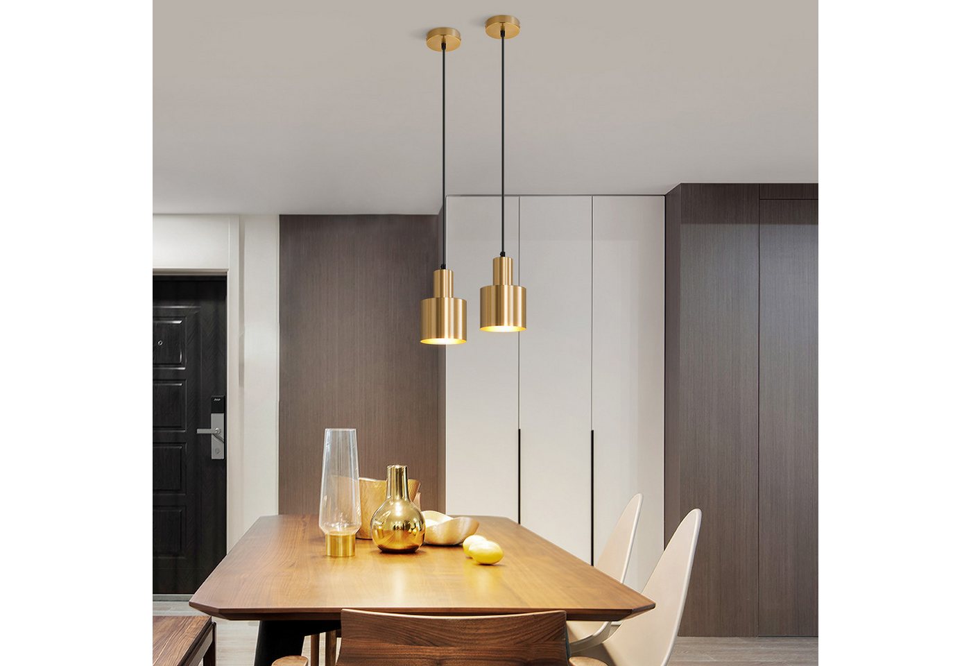 ZMH Pendelleuchte Esszimmer 1 Flammig Gold Hängeleuchte Modern E27 Metall Küche, ohne Leuchtmittel, Esstisch Vintage Pendellampe Schlafzimmer Bild 2