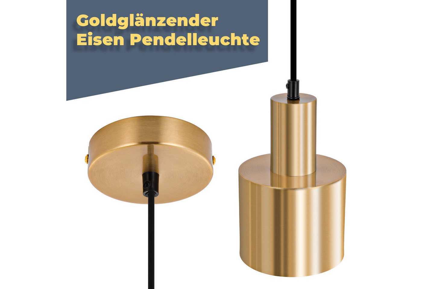 ZMH Pendelleuchte Esszimmer 1 Flammig Gold Hängeleuchte Modern E27 Metall Küche, ohne Leuchtmittel, Esstisch Vintage Pendellampe Schlafzimmer Bild 4