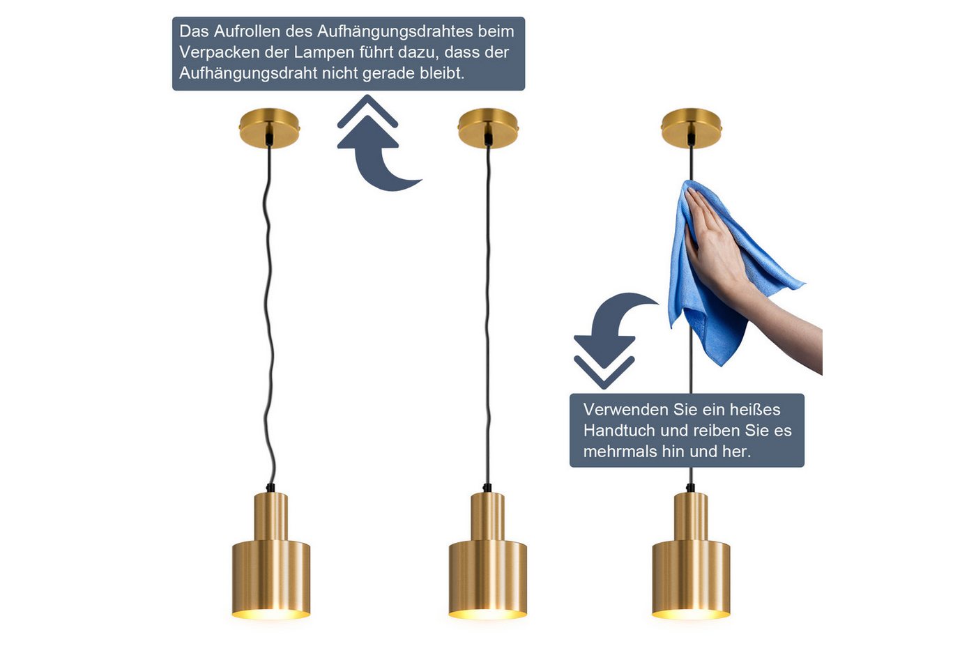 ZMH Pendelleuchte Esszimmer 1 Flammig Gold Hängeleuchte Modern E27 Metall Küche, ohne Leuchtmittel, Esstisch Vintage Pendellampe Schlafzimmer Bild 5