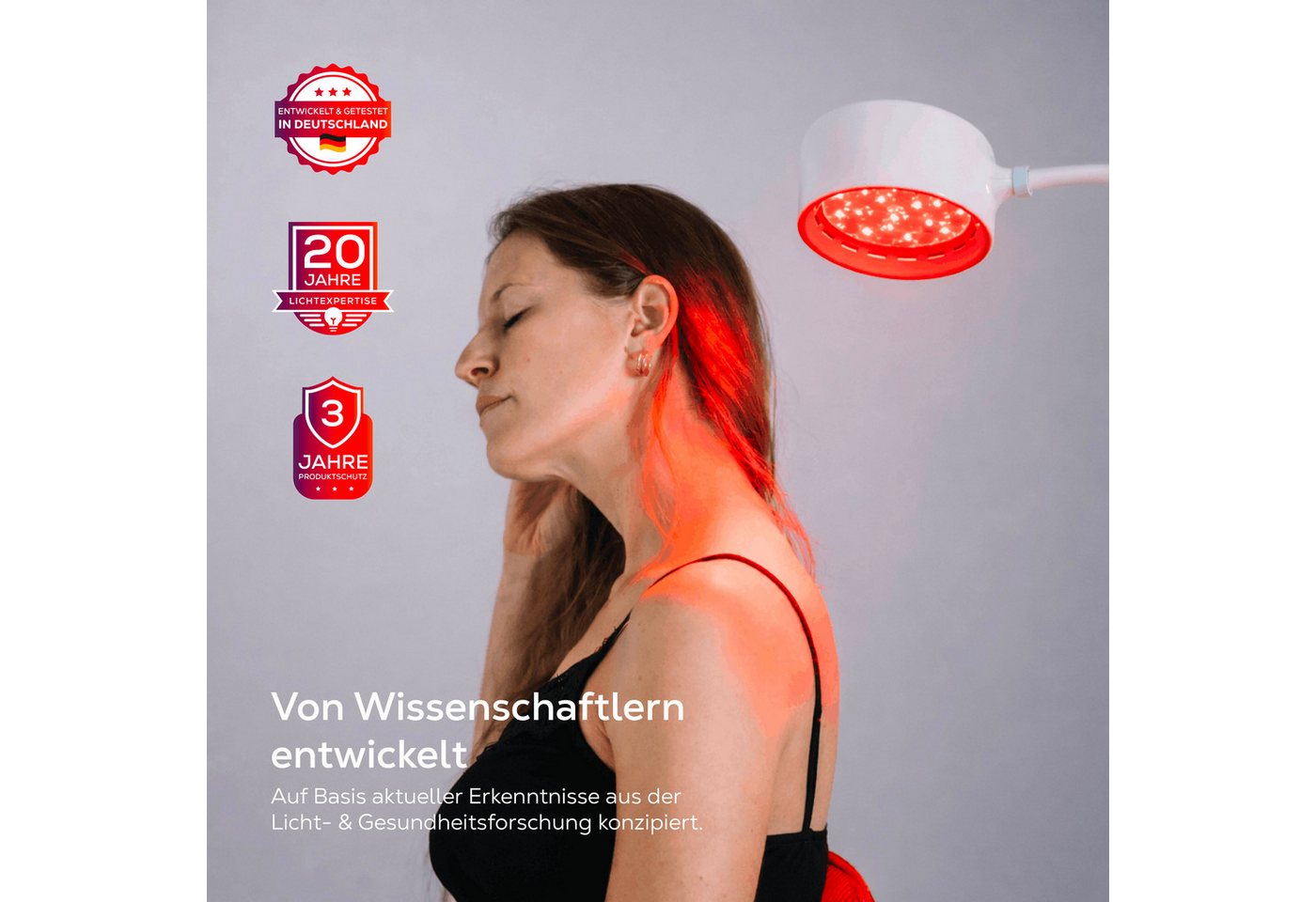 heilys® Infrarotlampe Gen30 + Vision, 1-tlg., für Gesicht, Augen und Gelenke, höhenverstellbar, flexibler Lampenkopf, Augen-Modus, mit Fernbedienung Bild 2