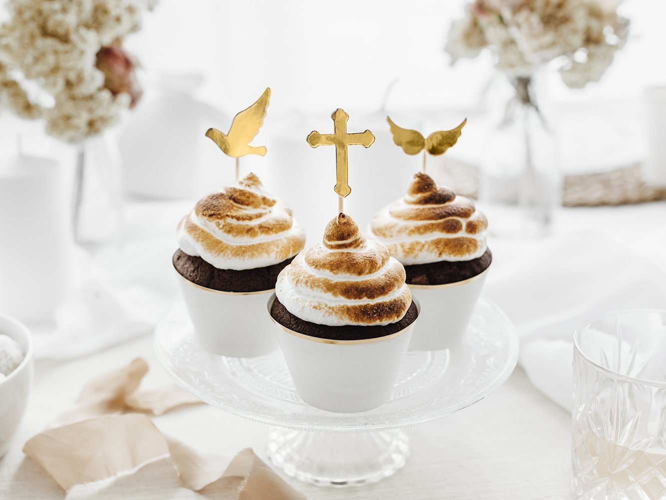 partydeco Papierdekoration, Cake Topper Erstkommunion 11cm gold 6er Set Bild 2