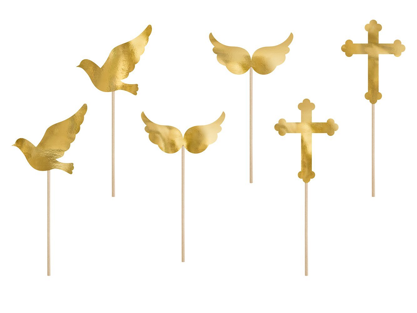 partydeco Papierdekoration, Cake Topper Erstkommunion 11cm gold 6er Set Bild 3