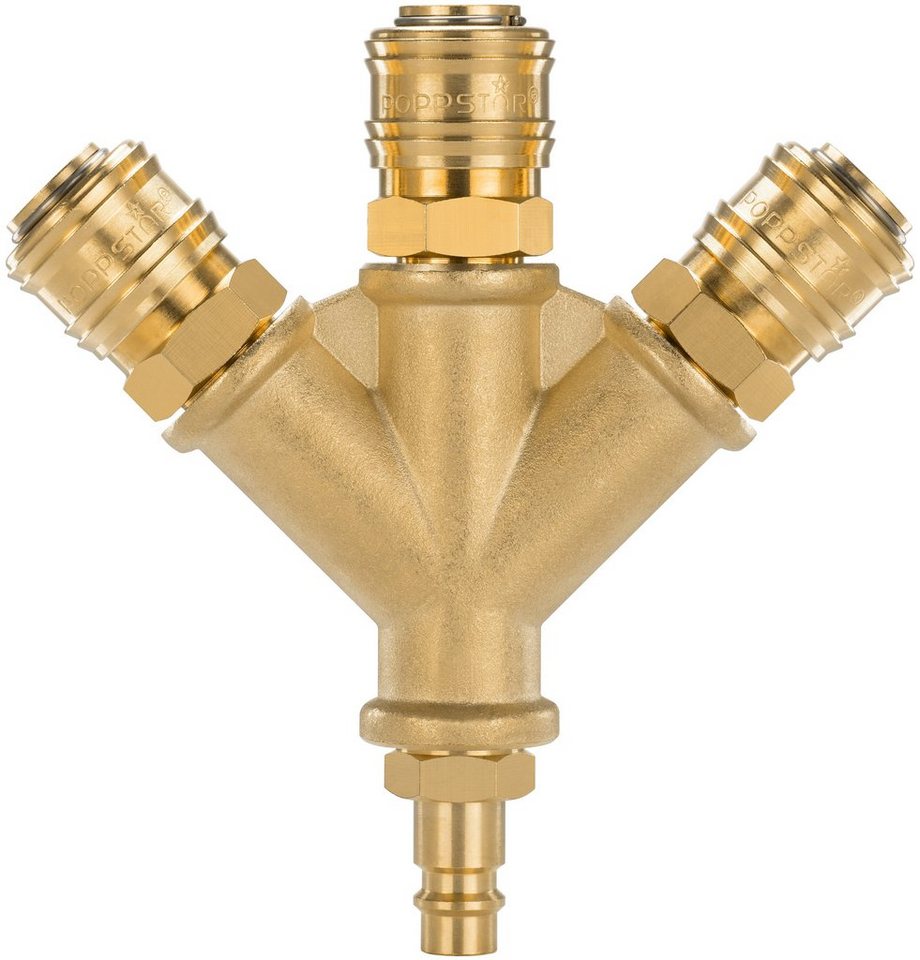 Poppstar Druckluftgeräte-Set Verteiler 3-fach für Druckluft-Zubehör, 1-tlg., mit Schnellkupplungen (Standard Druckluftanschluss NW 7,2) Bild 3