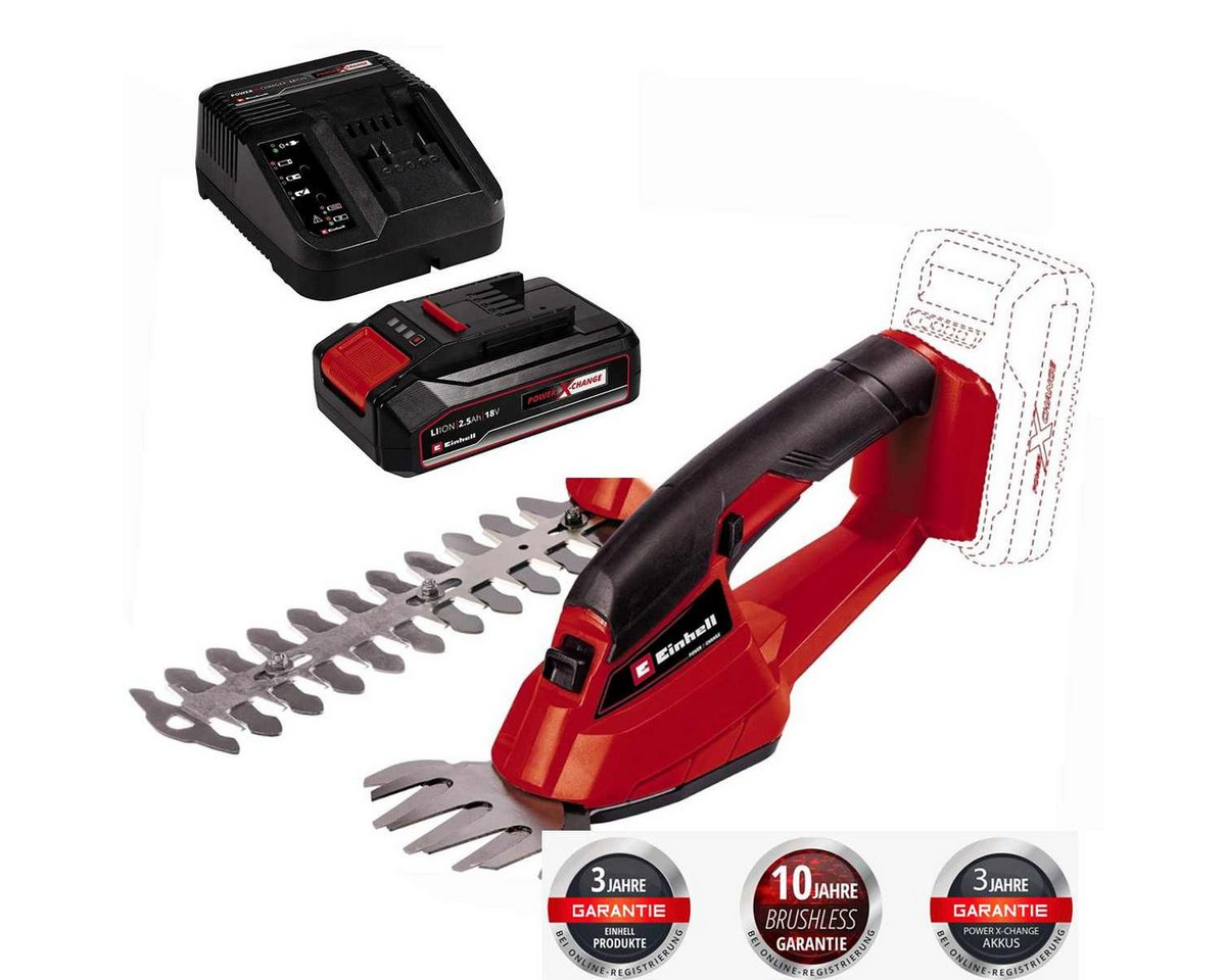 Einhell Akku-Gras- und Strauchscherenset Strauchschere GC-CG 18 Li- 18 V mit 2.5 Ah Akku + Ladegerät Bild 3