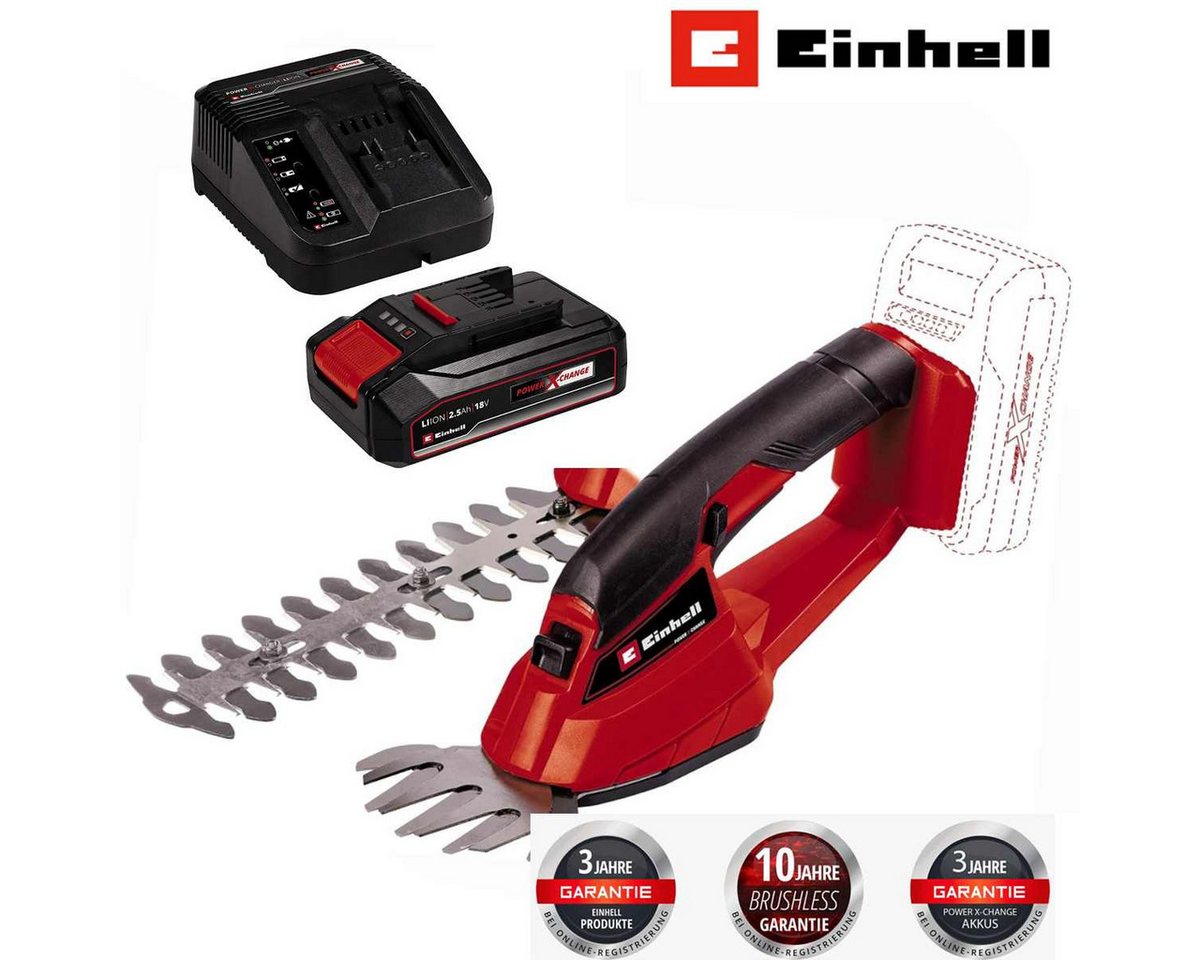 Einhell Akku-Gras- und Strauchscherenset Strauchschere GC-CG 18 Li- 18 V mit 2.5 Ah Akku + Ladegerät Bild 5