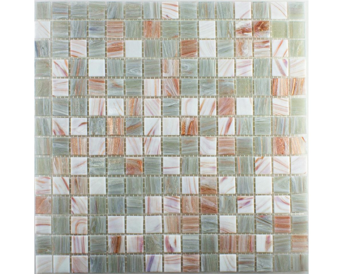 Mosafil Mosaikfliesen Glasmosaik Fliesen Goldensilk Hellbeige, Glas 32.700x30.500, gold-beige-hellbeige, Verlegefertig auf ein Netz geklebt - Frostsicher - Wasserfest