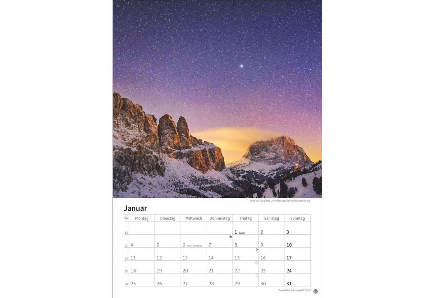HEYE Wandkalender Alpen Kalender 2027 Bild 4
