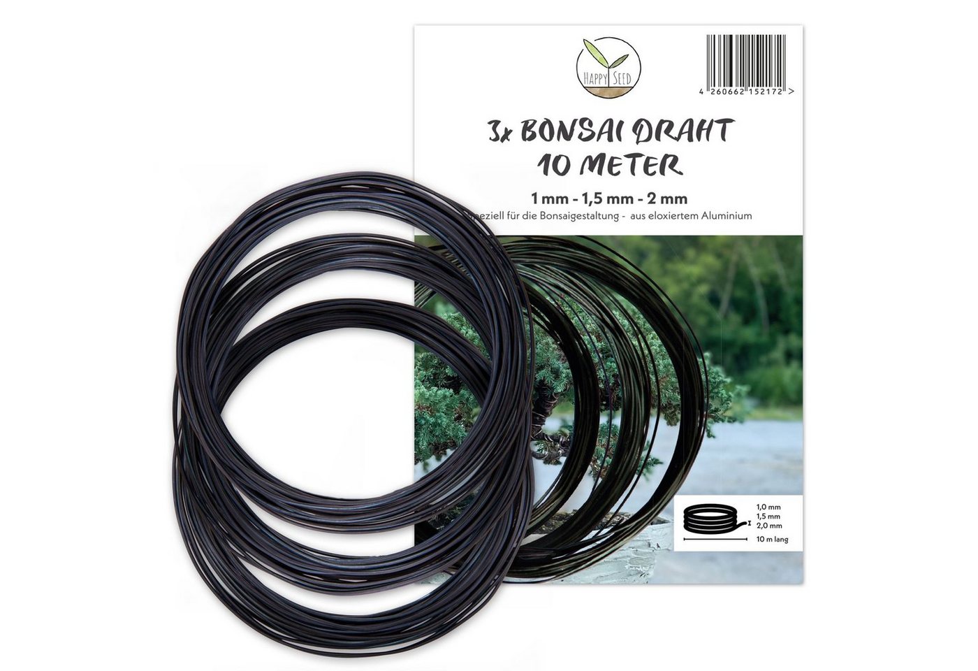 HappySeed Basteldraht 10m Bonsai Draht aus eloxiertem Aluminium, Schwarz - (3er Set) Bild 4