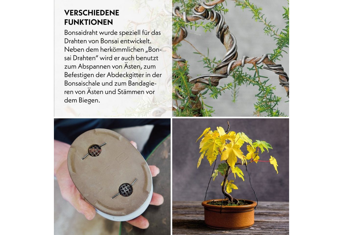 HappySeed Basteldraht 10m Bonsai Draht aus eloxiertem Aluminium, Schwarz - (3er Set) Bild 5