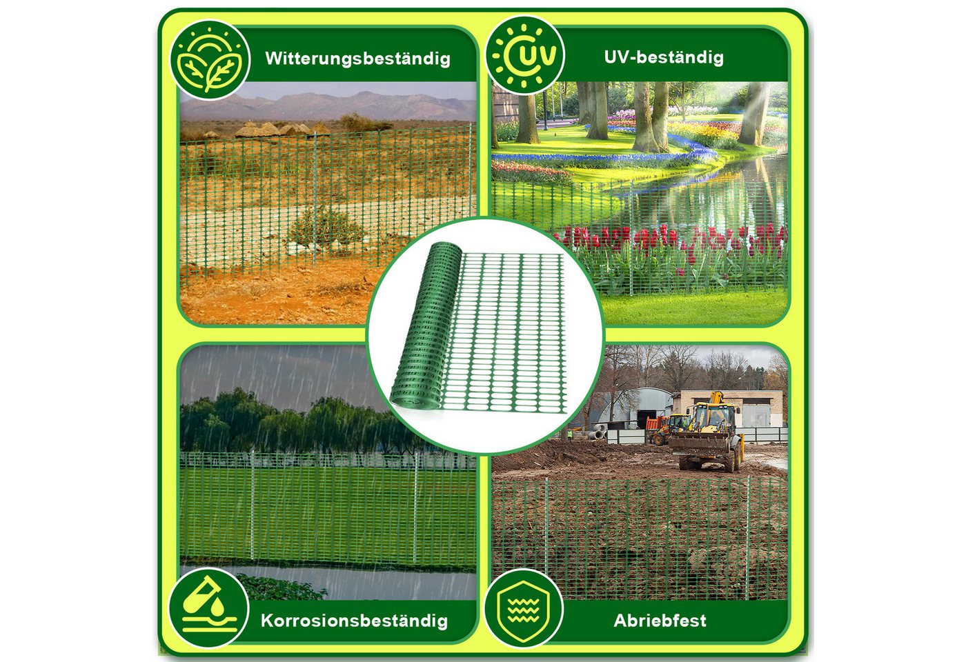 Clanmacy Hühnerzaun Absperrzaun Bauzaun Warnzaun Schutznetz aus PE Kunststoff Weidezaun, (1x50m (HxL), 100x26mm Masche, 80g), witterungsbeständig, UV-Schutz, verrottungsfest
