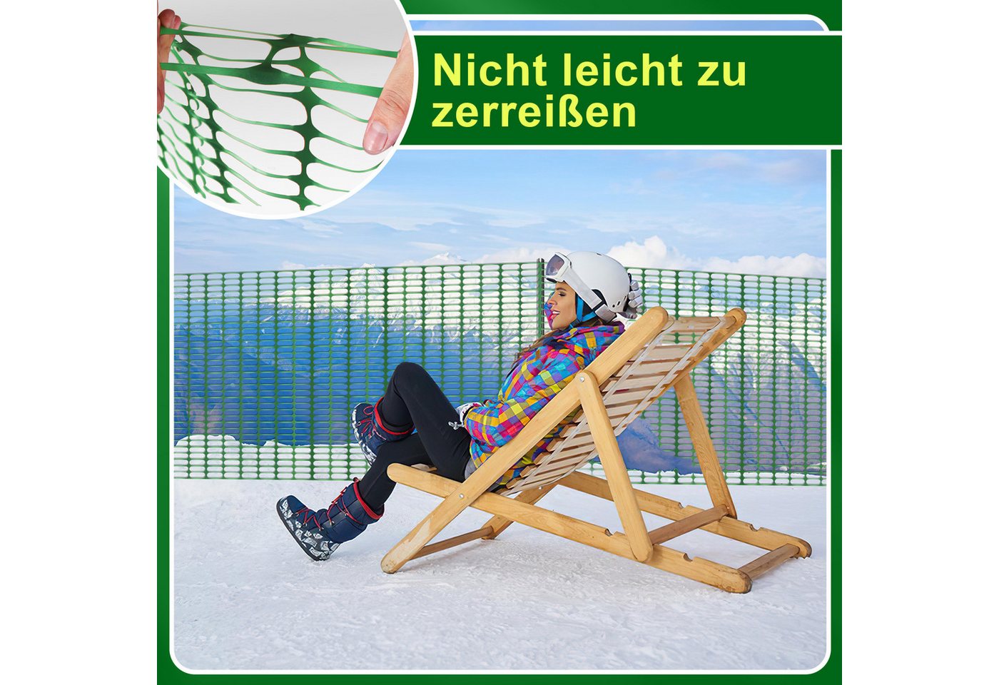 Clanmacy Hühnerzaun Absperrzaun Bauzaun Warnzaun Schutznetz aus PE Kunststoff Weidezaun, (1x50m (HxL), 100x26mm Masche, 80g), witterungsbeständig, UV-Schutz, verrottungsfest Bild 4