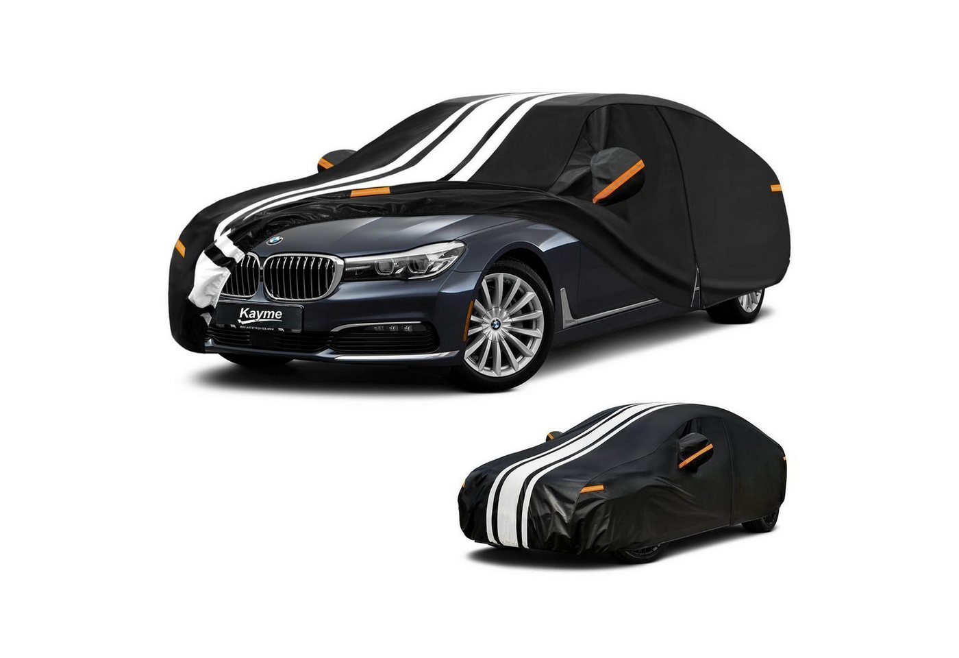 LuxusKollektion Autoplane Autoabdeckung Limousine 510-530cm Schwarz/Weiss Bild 4