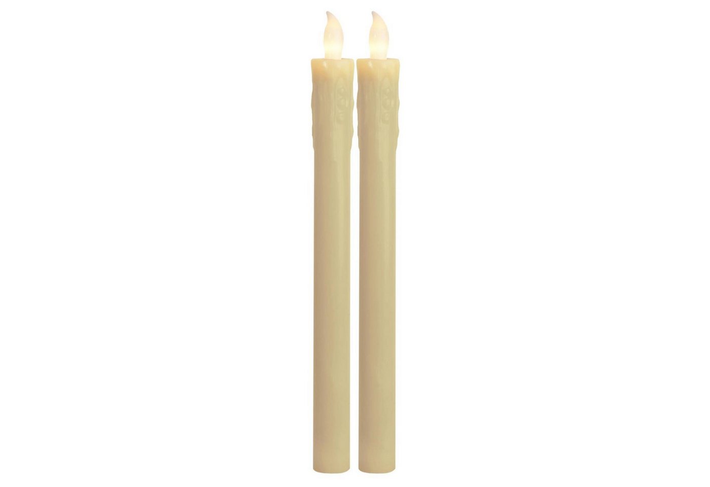 MARELIDA LED-Kerze LED Stabkerzen Echtwachs flackernde Tafelkerzen LED H: 25cm creme 2St., LED Classic, warmweiß (2100K bis 3000K)