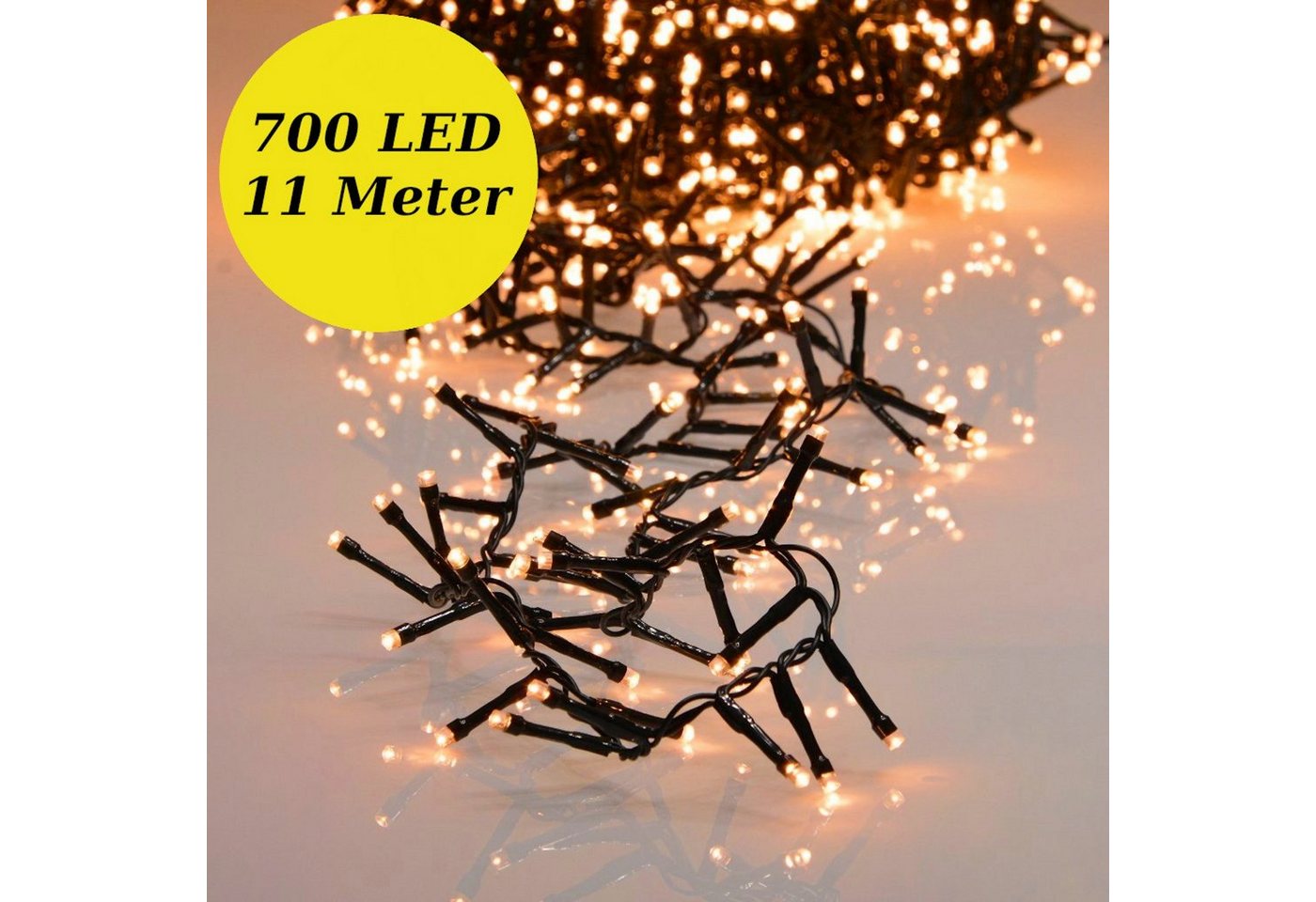 INtrenDU LED-Lichterkette Lichterkette EXTRA warmeiß 700LED 14m, mit itegriertem Timer, Beleuchtungsprogrammen und Memoryfunktion