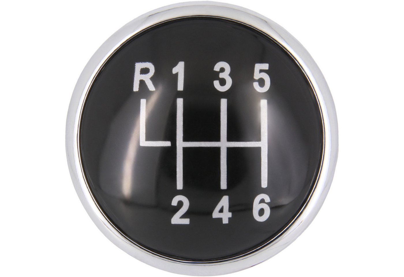 RECAMBO Schalthebel Schaltknauf Kappe Emblem Abdeckung 6 Gang für VW Bora, 1J, 1998-2004, Plug & Play, schwarz - chrom Bild 2