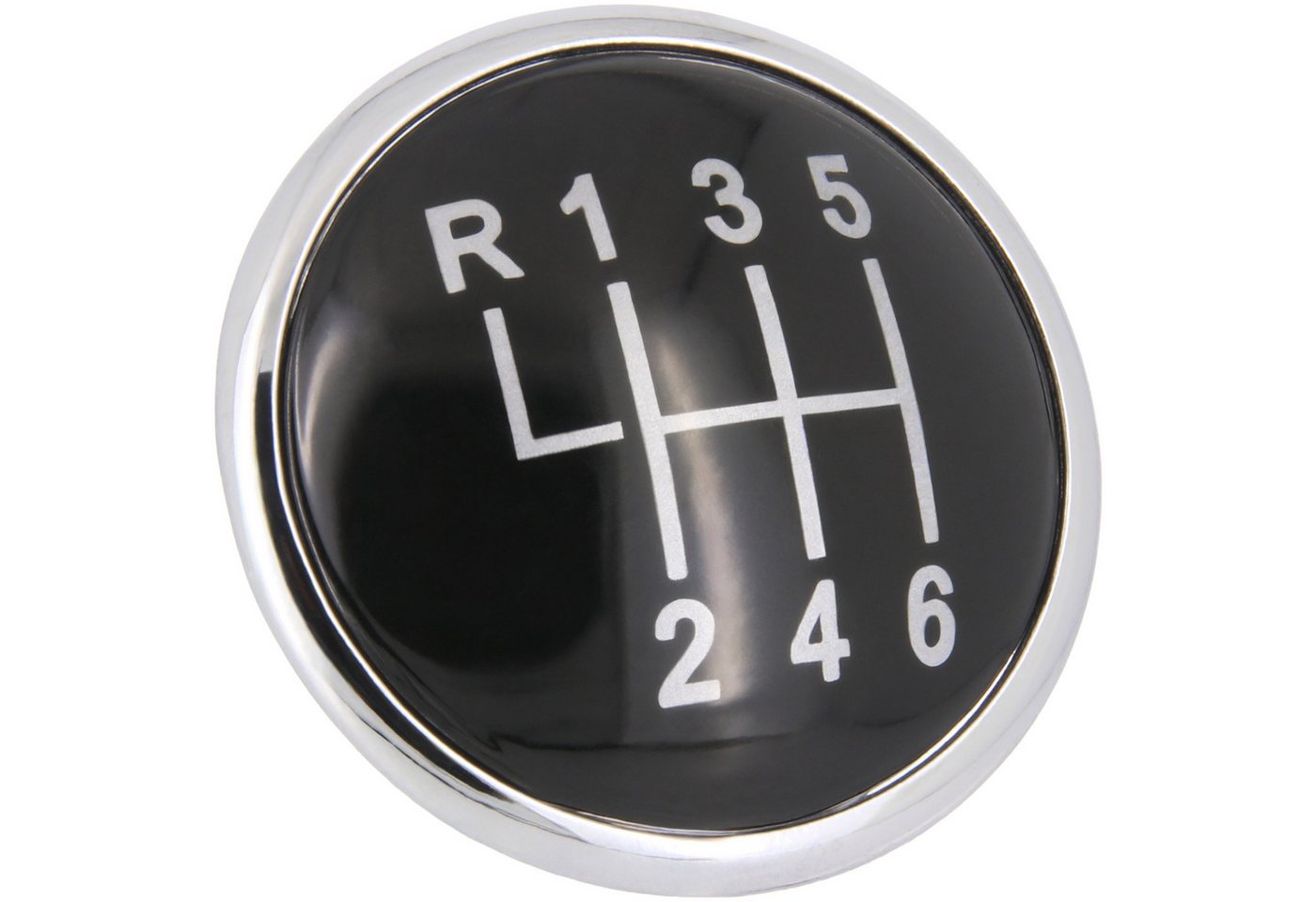 RECAMBO Schalthebel Schaltknauf Kappe Emblem Abdeckung 6 Gang für VW Bora, 1J, 1998-2004, Plug & Play, schwarz - chrom Bild 3