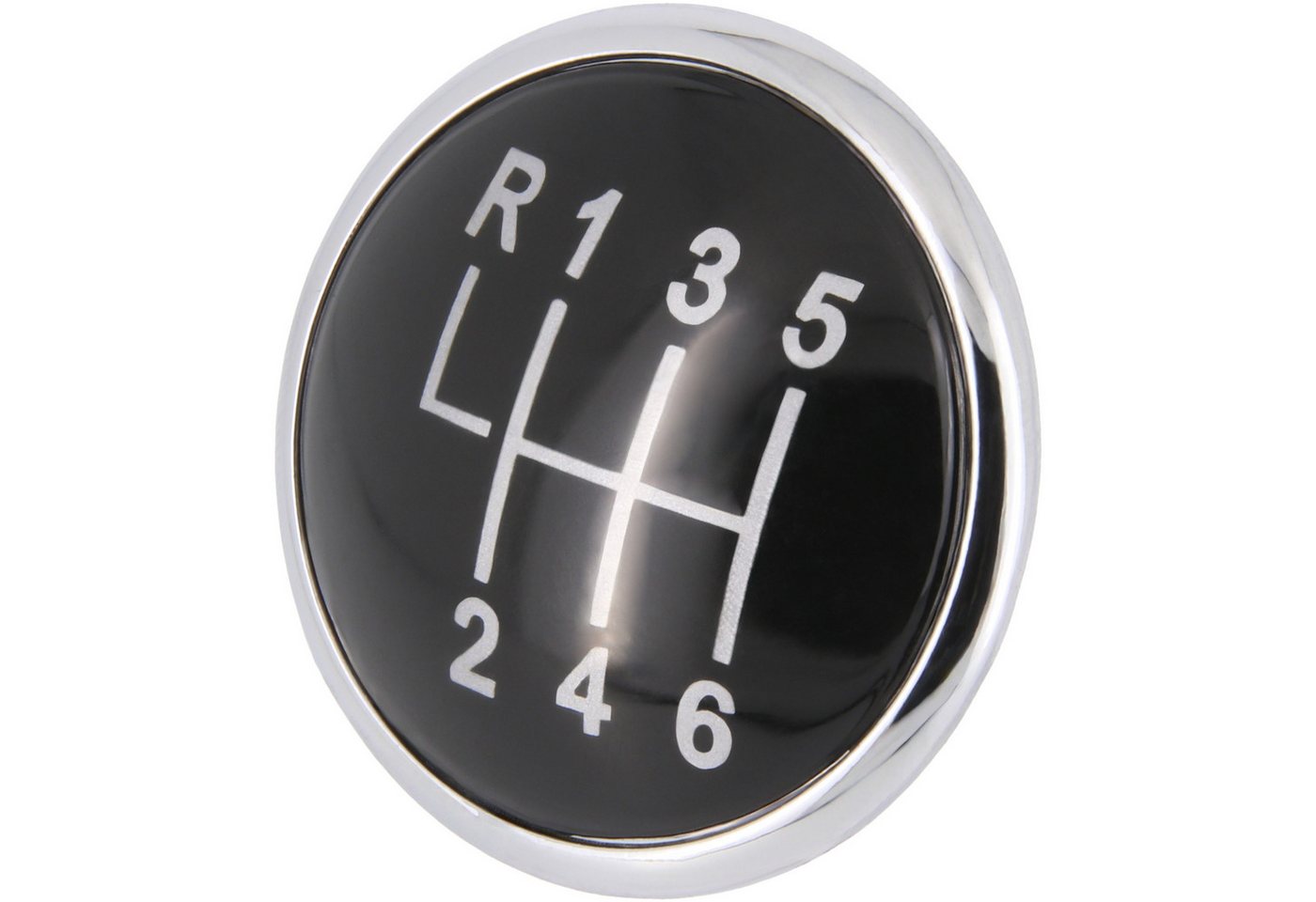 RECAMBO Schalthebel Schaltknauf Kappe Emblem Abdeckung 6 Gang für VW Bora, 1J, 1998-2004, Plug & Play, schwarz - chrom Bild 4