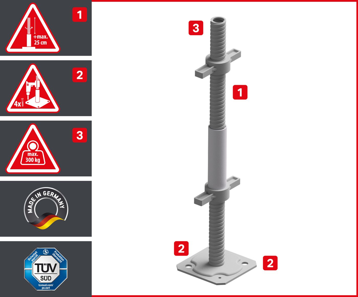 ALTEC Aluminium Fahrgerüst Rollfix 1.0 mit Fußplatten, Standardtraverse & Wandanker, maximale Arbeitshöhe 10 Meter Bild 2