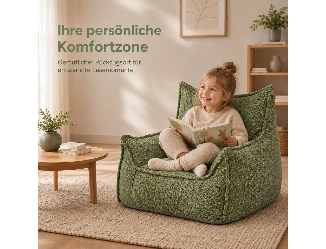 Youyijia Gartenlounge-Sessel Kinder Sitzsack Sessel für Erwachsene, Bodensessel mit Armlehnen